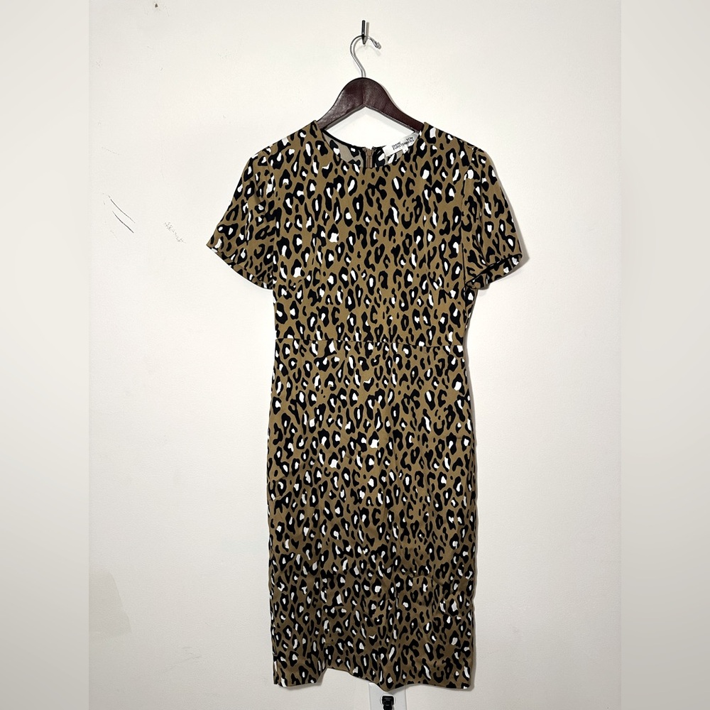 Diane Von Furstenburg Animal Print Midi-Length Sheath Dress - Size 8